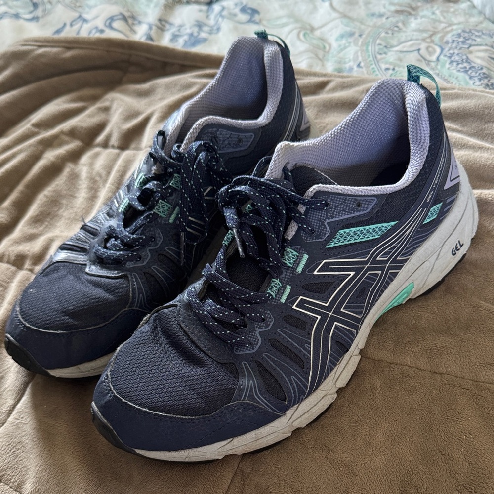 Asics Gel Venture 7 Women’s Trail Running Shoes size 8.5 Navy Blue/Teal/Lilac